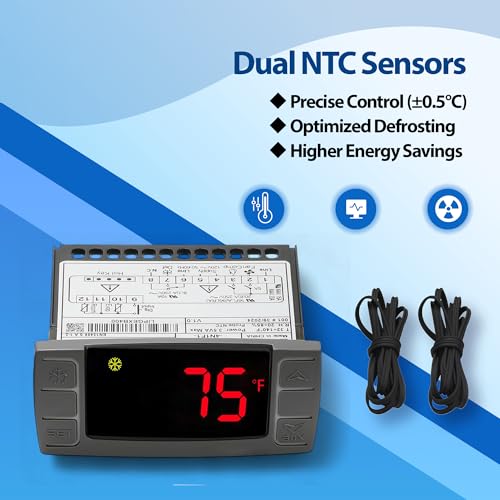XR06CX-4AAGILS 32‑Bit Temperature Controller — Replacement for Dixell XR06CX, Programmable Digital Thermostat for 110–125V (50/60Hz) Commercial Refrigeration, Voltage Protection, Red Display - style: XR06CX-4AAGILS