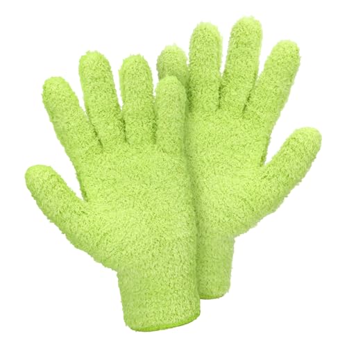 Abeillo Microfiber Gloves for Plants Dusting Cleaning, Reusable Washable Cleaning Gloves Mittens House Cars Blinds Dusting - color: Green