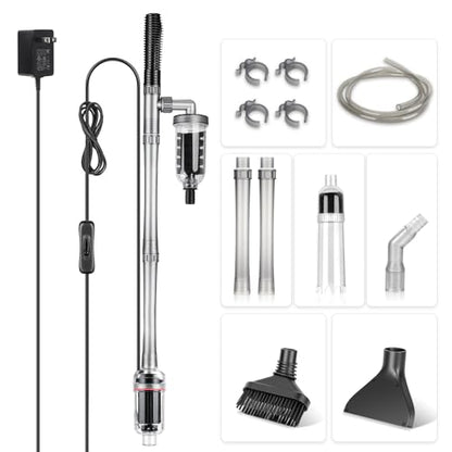 hygger Electric Aquarium Gravel Cleaner, 528GPH Fish Tank Vacuum, 5-in-1 Automatic Sand Washer Water Changer Cleaning Kit for Freshwater Saltwater, Adjustable Length Handle Tube,Hose, Clamp