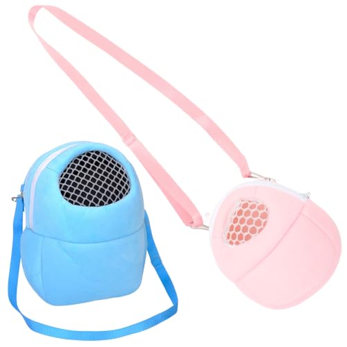 2pcs Small Animal Carrier Bag for Hamster and Chinchilla, Breathable Velvet Travel Backpack Featuring Reliable Closure and Versatile Storage Pockets, for Outings and Daily Use