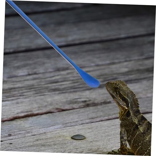BESPORTBLE 2pcs Reptile Feeding Spoon Long Handle Lizard Food Scoop Tool Ergonomic Design for Solid and Liquid Pet Food Safe Material Comfortable to Use - color: Blue