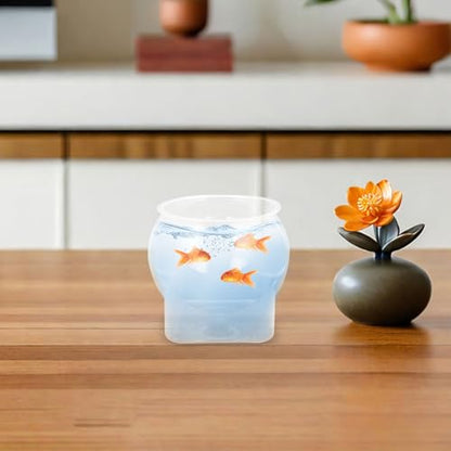 Amosfun Desktop Ecosystem Fish Bowl Aquarium Tank Plastic Tabletop Goldfish Bowl Sturdy Shatterproof Large Size for Home and Office Terrarium Container