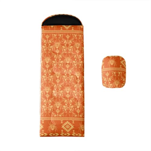 Erosebridal Hawk Moth Camping Sleeping Bags Teens Spooky Aztec Backpacking Camping Blanket Full Body Travel Wrap Sleep Bag - color: Orange Giant Spider