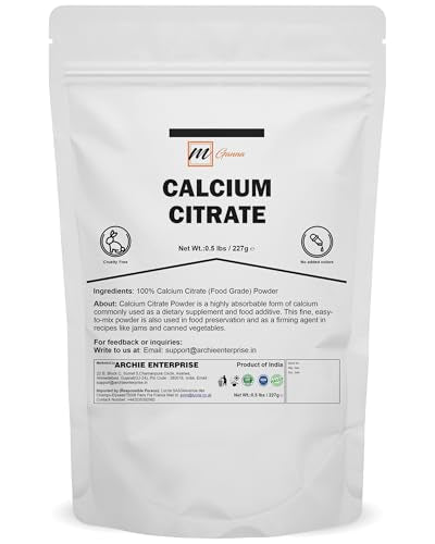 100% Calcium Citrate Powder (Food Grade) Versatile, Highly Absorbable Calcium Source 0.5 lbs/ 227 g