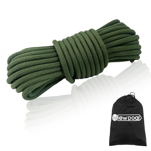 Static Climbing Rope - 8mm (5/16c) / 10mm (3/8”) Double Braid Accessory Cord for Rock,Hauling, Prusik, Survival - Pre-Cut 20FT, 50FT, 100FT, 165FT Lengths - Outdoor, Fire Rescue Equipment - color: Armygreen, size: 3/8 in x 50 ft