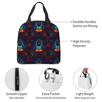 Adult Video Games Print Insulated Lunch Tote Portable | Video Games Player Art, Waterproof Reusable Thermal Bag, Side Pocket for Daily Outdoor Use - color: Pattern (863)
