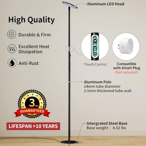 Grow Lights, 85" Full Spectrum Plant Light for Indoor Plants, 40W Grow Lamp, 10 Dimmable Brightness, Height Adjustable, Ideal for Large Tall Plants - color: 4000K, No Remote