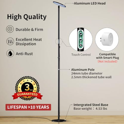 Grow Lights, 85" Full Spectrum Plant Light for Indoor Plants, 40W Grow Lamp, 10 Dimmable Brightness, Height Adjustable, Ideal for Large Tall Plants - color: 4000K, No Remote