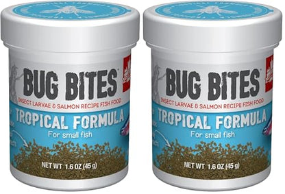 Fluval Bug Bites Tropical Fish Food | Small Granules | For Small-Medium Fish | 1.6 oz | Pack of 2 - size: 1.6 Ounce (Pack of 2), style: Small Granules