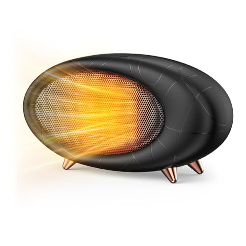 Desk Heater 600W Small Space Heater with Overheating & Tip-Over Protection,PTC Ceramic Fast Heating For Indoor Use (Black) - color: Black