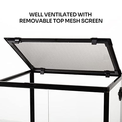 REPTIZOO 45 Gallon Glass Reptile Terrarium 24" x 18" x 24" Knock-Down Reptile Tank with Double Hinge Door and Top Screen Ventilation Easy Assembly Terrarium - size: 24" x 18" x 24"