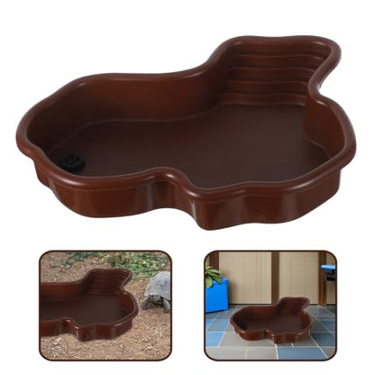 Zerodeko Ultralarge Capacity and Quick Cleaning Turtle Bathing Pool with Ramp and Scenery Appearance, Abs Reptile Soaking Pool Versatile Application for Aquarium and Terrarium for Lizards
