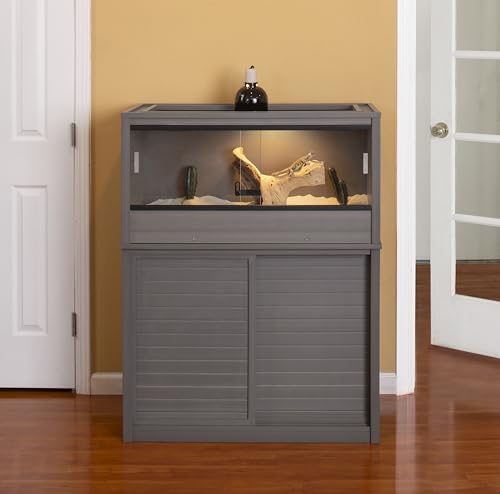 New Age Pet ECOFLEX Medium Reptile Enclosure with Matching Cabinet Stand Set in Grey - color: Grey, size: Medium
