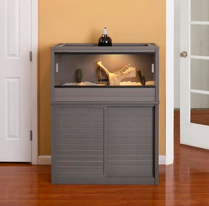 New Age Pet ECOFLEX Medium Reptile Enclosure with Matching Cabinet Stand Set in Grey - color: Grey, size: Medium