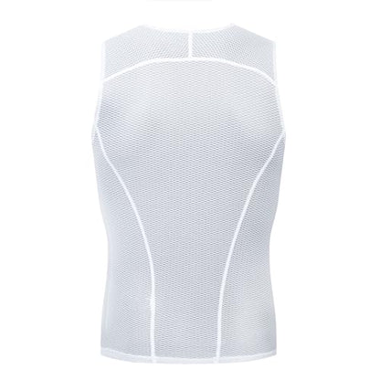 YKYWBIKE Men's Cycling Base Layer Sleeveless Cycling Jersey Men Quick Dry Bicycle Undershirt Mesh Bike Base Layer Vests - color: White, size: Small