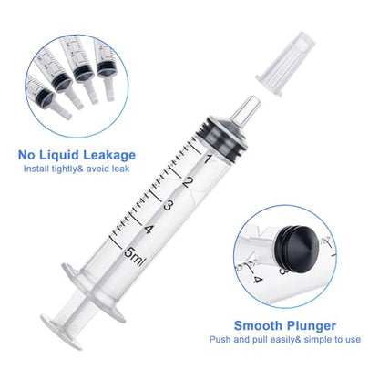 12Pack 5ml Syringes Without Needle for Liquid, Plastic Syringes with Cap for Feeding Pets, Measuring, Refilling, Oil, Individually Sealed - style: 5ML