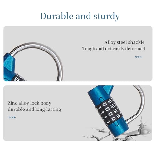 4-Digit Combination Lock, Blue Shackle for School Gym Locker | Ideal for sports toolbox case hasp storage - size: 3.5" blue
