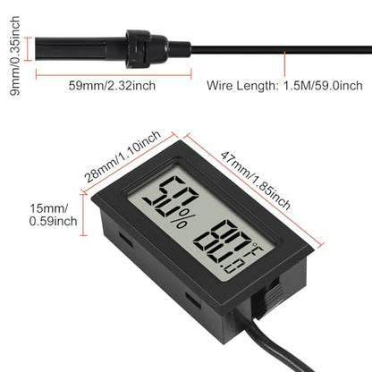 10Pcs Mini Digital Thermometer Hygrometer Gauge Indoor with Probe Sensor LCD Display Meter Temperature Humidity Fahrenheit or Celsius Meter for Incubator Plant Tank Garden -℉ - size: 10 PCS