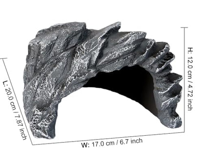 Rock Cave Habitat Hidden for Reptile and Amphibians.Terrarium & Aquarium Decor, Reptile hideout Hide Cave, Perfect for Bearded Dragons,Lizards,Snakes,Turtles,Geckos,Tortoises,Small Animals -Large Size - style: StyleB-Gery(Large Size)
