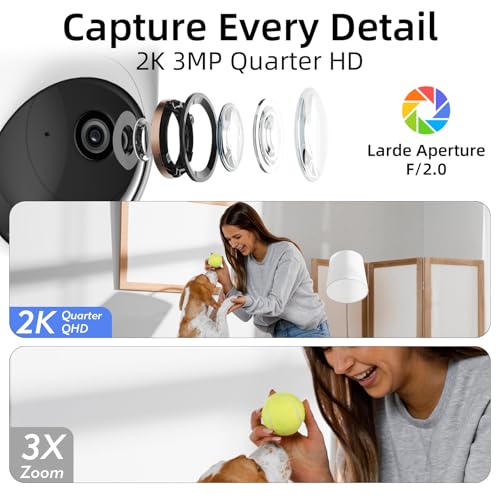 Rraycom 4Pack Indoor Wired Security Camera, Baby & Pet Monitor,2.5K Video | Motion Detection & Tracking, 24/7 Live View, Human/Motion/Sound Detection,2-Way Talk, Night Vision, Works/Alexa,SD/Cloud - size: 4Pack