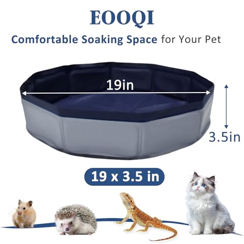 Eooqi Foldable Bearded Dragon Bathtub, Gray 19 x 3.5 in Reptile Pool | Collapsible Portable Hard-Side Small Pet Water Tub for Bearded Dragons, Hedgehogs & Hamsters - color: Gray