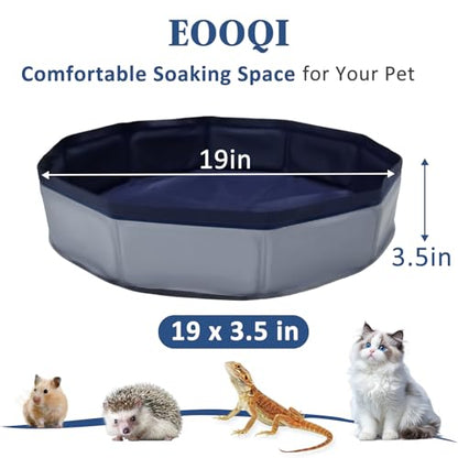 Eooqi Foldable Bearded Dragon Bathtub, Gray 19 x 3.5 in Reptile Pool | Collapsible Portable Hard-Side Small Pet Water Tub for Bearded Dragons, Hedgehogs & Hamsters - color: Gray