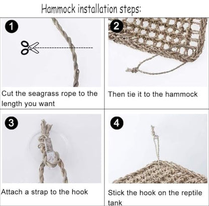 PIVBY Bearded Dragon Hammock（11.02" x 7.87", 2 PC） Reptile Lounger Climbing Toys Seagrass Fiber Habitat Tank Accessories for Chameleon, Lizards, Geckos, Snakes, Lguana, Amphibian Reptiles Habitats - size: 2 PCS