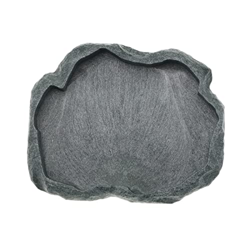 ECSiNG Reptiles Water Tray Tortoise Feeder Lizard Water Dish Resin Drinking Bowl for Tortoise Lizard Frog Terrapin Gecko Spider Scorpion Size M