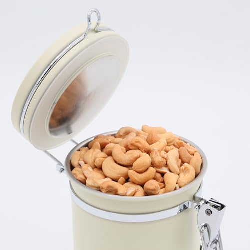 PRINCE G Airtight Coffee Canister, Light-Blocking Stainless Steel Coffee Storage Container with Scoop, 260g Coffee Bean Storage Jar, Beige - color: Beige