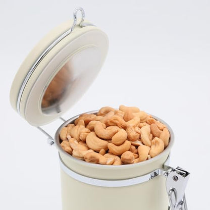 PRINCE G Airtight Coffee Canister, Light-Blocking Stainless Steel Coffee Storage Container with Scoop, 260g Coffee Bean Storage Jar, Beige - color: Beige