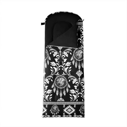 Erosebridal Longhorn Cow Skull Gothic Witchy Damask Sleeping Bag for Kids Camping Blanket for Hiking Travel Hunting Sleep Bag - color: Black and White Dragon Dream Catchers