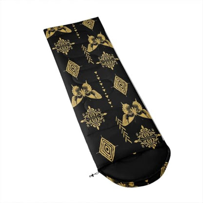 Erosebridal Sugar Skull Kids Sleeping Bag Southwestern Aztec Western Camping Blanket for Hiking Travel Hunting Sleep Bag - color: Black Yellow Gold 10