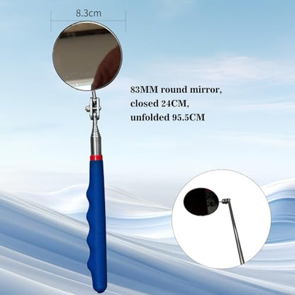 Telescoping Inspection Mirror mechanics Tool Set - 360 Swivel for Extra Viewing Dead Angle, Line of Sight Obstacle Area