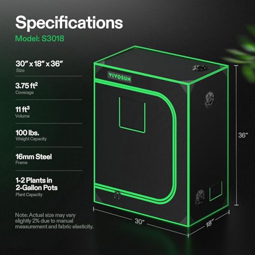 VIVOSUN 30"x18"x36" Small Grow Tent Mylar Tent 3D Printer Enclosure | Multi-Use Grow Tent, Heavy-duty Zippers, 100% Reflective Mylar Interior, Observation Window - size: 30"x18"x36"