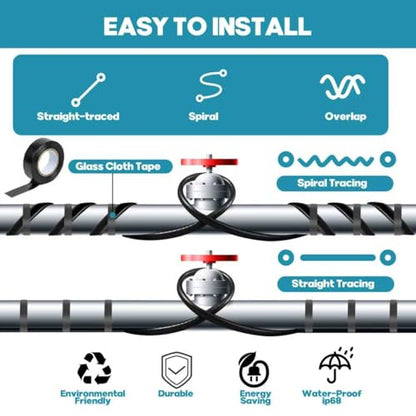 3FT-160FT Heat Tape for Water Pipes,Heating Cable for Pipe (6FT) | Freeze Protection,Water Pipe Insulation/Roof Snow De-Icing,Deicing Heating Cable - style: 6FT