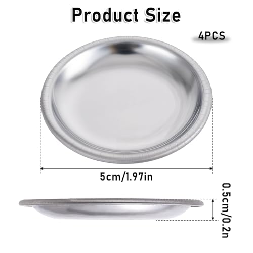 SynHHergyx 4 Pcs Hermit Crab Food & Water Bowl, Small Stainless Steel Feeding Dish for Hermit Crab, Snail, Gecko, Insect