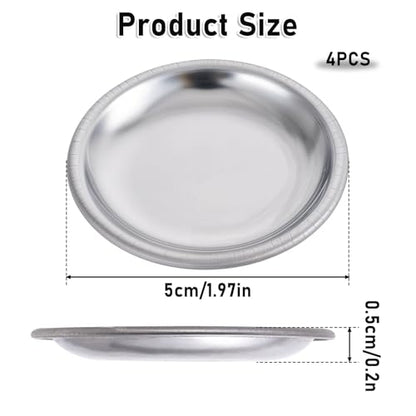 SynHHergyx 4 Pcs Hermit Crab Food & Water Bowl, Small Stainless Steel Feeding Dish for Hermit Crab, Snail, Gecko, Insect