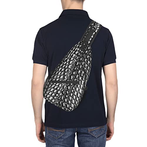 Snake Skin Sling Bag Animal Crossbody Chest Daypack Casual Backpack Women Shoulder Bag For Travel Picnic - color: Snake 01