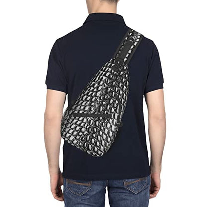 Snake Skin Sling Bag Animal Crossbody Chest Daypack Casual Backpack Women Shoulder Bag For Travel Picnic - color: Snake 01