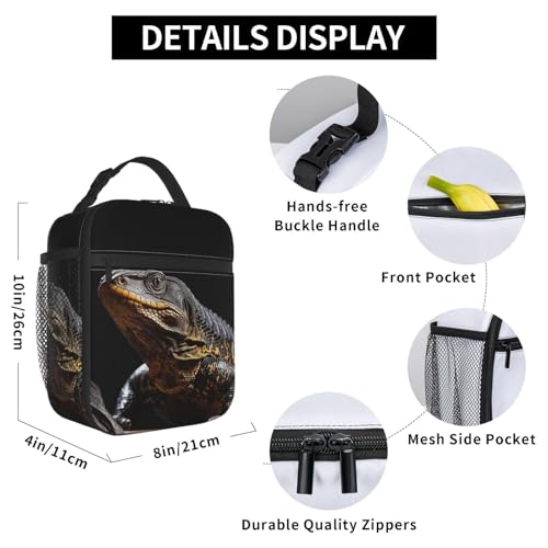 Lunch Bag for Women Men Adult Insulated Reusable Lunch Box Reptile Monitor Lizard Leakproof Cooler Tote Bag Large Capacity Lunch Tote Bags Lunch Container for Work Travel Picnic