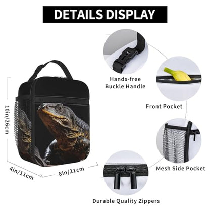 Lunch Bag for Women Men Adult Insulated Reusable Lunch Box Reptile Monitor Lizard Leakproof Cooler Tote Bag Large Capacity Lunch Tote Bags Lunch Container for Work Travel Picnic