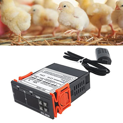 Digital Temperature Humidity Controller, -20 to +80 00 to 100 RH Accurate Hygrometer Thermometer with ABS, for Breeding Farm Incubation and Brewing (110V-220V)