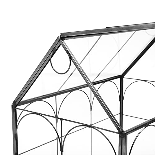 Geometric Plant Terrarium with Lid, House Succulent Terrarium Kit for Display, Air Plants, Succulents, Home Tabletop Miniature Terrarium, Not Airtight or Waterproof (Black) - color: Black