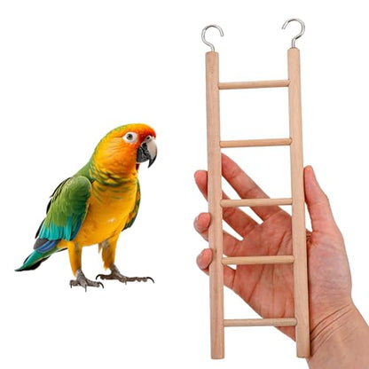 4 Pcs Wooden Bird Ladder, Bird Ladder for Cage, Birds Toys for Parakeets Parrots Lovebirds Cockatoo Birdie Basics Climbing Supplies(3&4&5&6 Step)
