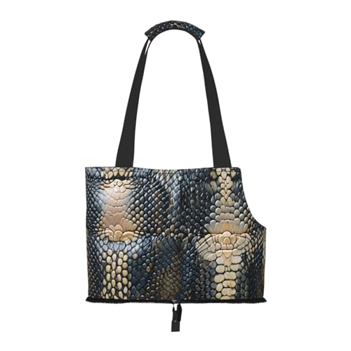 Small Pet Carrier Purse Bag, Dark Snake Skin Print Shoulder Bag for Dogs Cats, Puppy Tote Travel Handbag - color: Dark Snake Skin