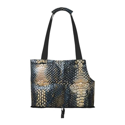 Small Pet Carrier Purse Bag, Dark Snake Skin Print Shoulder Bag for Dogs Cats, Puppy Tote Travel Handbag - color: Dark Snake Skin