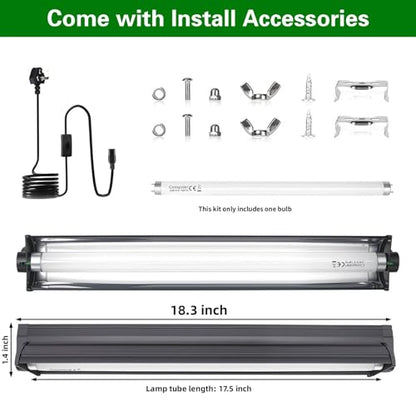 T8 UVB Reptile Light Fixture HO UVB Bulb Lighting Combo Kit with 18 Inch 15 Watt UVB 10.0 Fluorescent Bulb,Reptile Strip Light UVA UVB Desert Lamp Pet Habitat Light for Reptiles Amphibian-T8 15W G13 - style: T8/15W Reptile UVB Light Kit(18In Bulb*1)