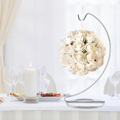 Abom 9in Ornament Display Stand, 3 Pack Silver Tabletop Hanging Ornament Hanger for Glass Globe, Air Plant Terrarium Holder, Witch Ball, Daily Decorations & Wedding Decor