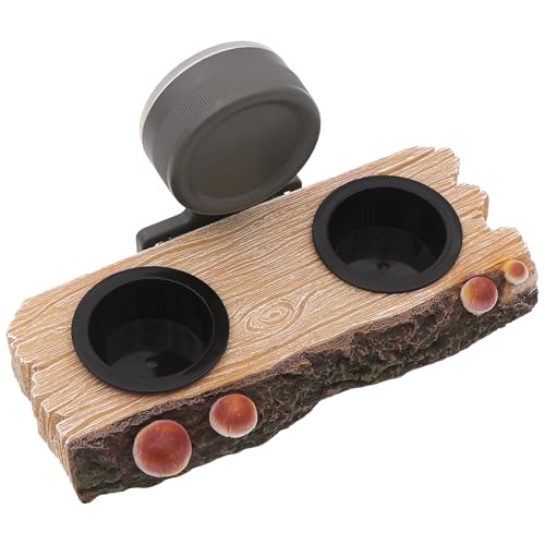 AQUA KT Reptile Gecko Feeding Ledge Food Water Double Bowl with Suction Cup for Terrarium Habitat Snake Lizard Bearded Dragon Chameleon Turtle Feeder Tank Accessory