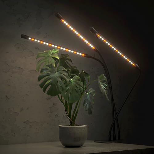 bseah Plant Grow Light for Indoor Plants, Full Spectrum Indoor Grow Light, 10-Level Dimmable and Auto ON & Off Timer - style: 3 Tubes